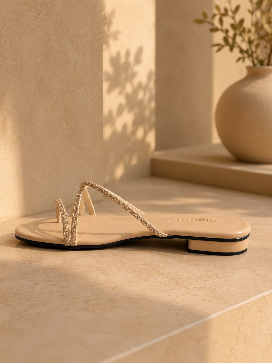 Luna Crystal Strap Flat Sandals