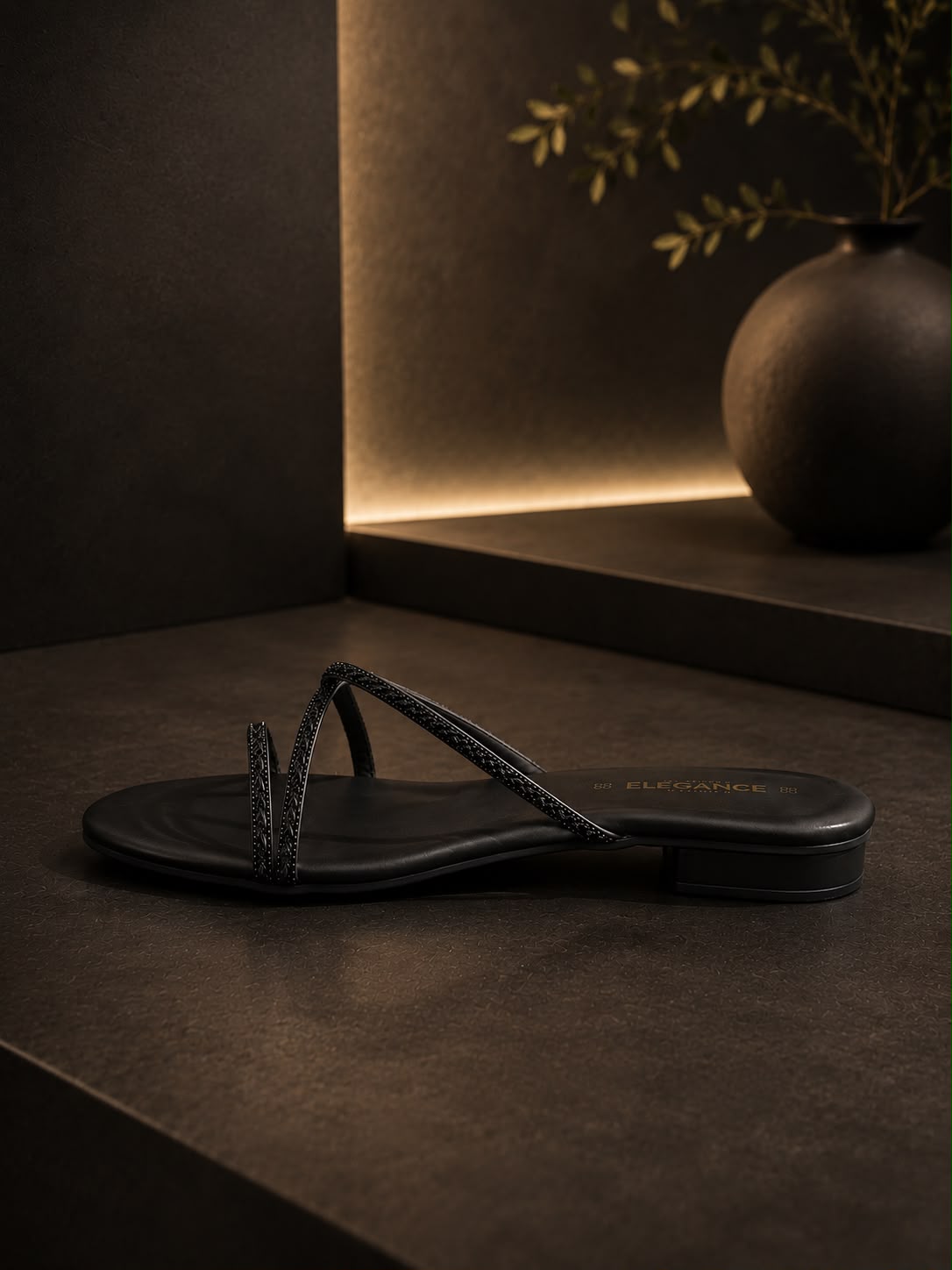 Luna Crystal Strap Flat Sandals