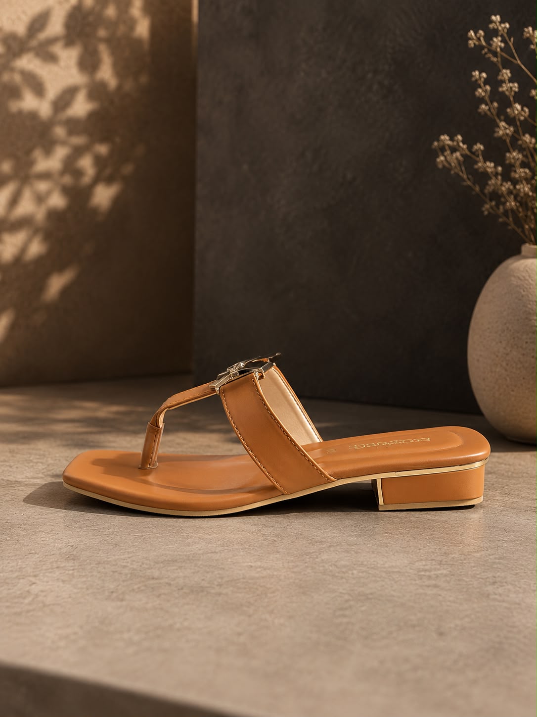 Luxe Gold Accent Flat Thong Sandals