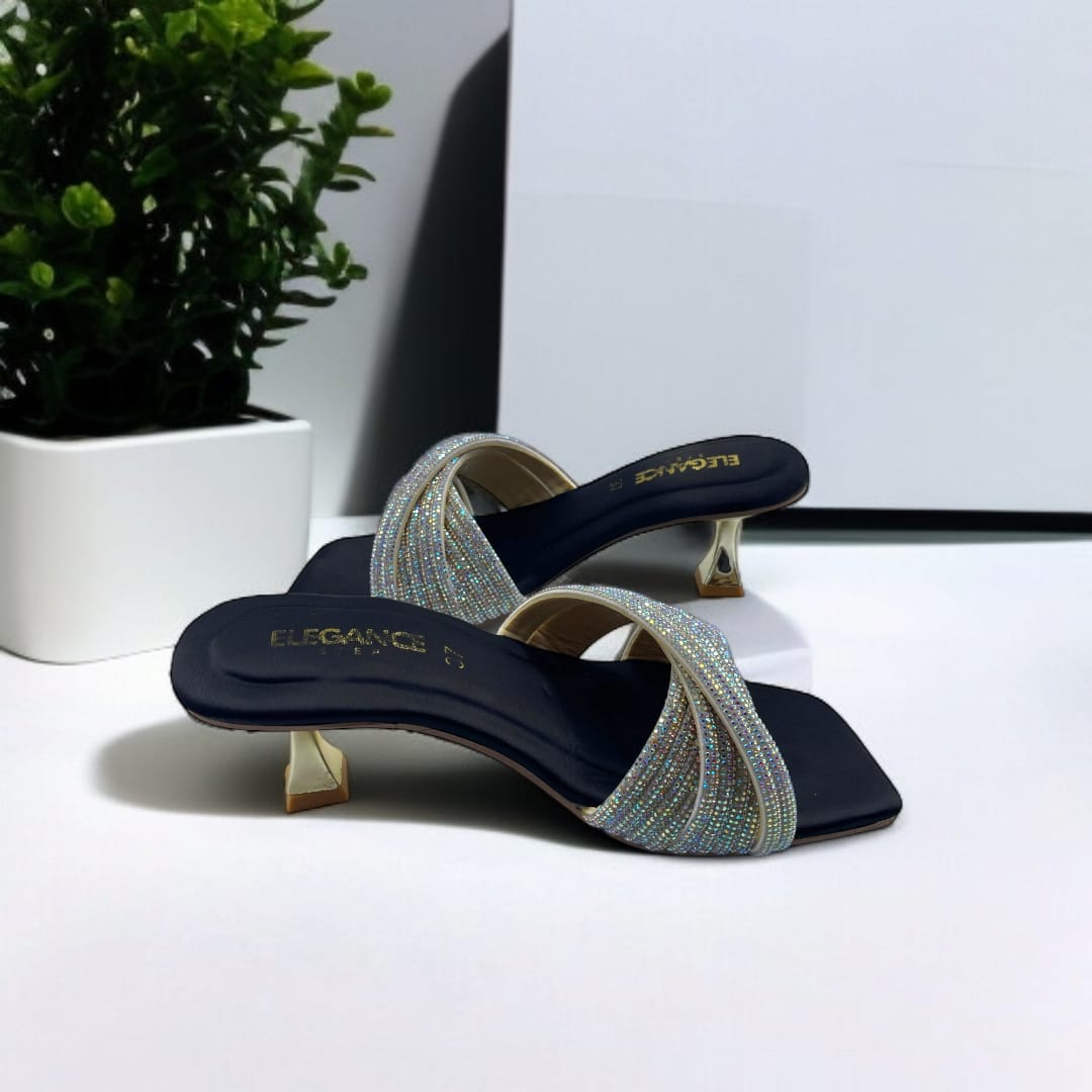 Glittered Twist-Strap Heeled Sandals