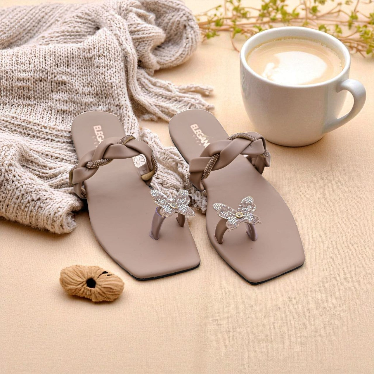 Elegance Crystal Butterfly Flats