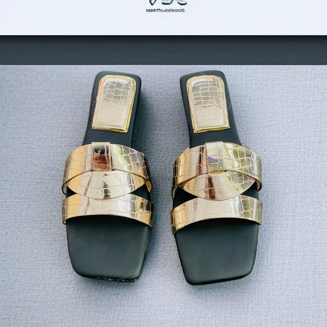 Croc-Textured Elegance Slides