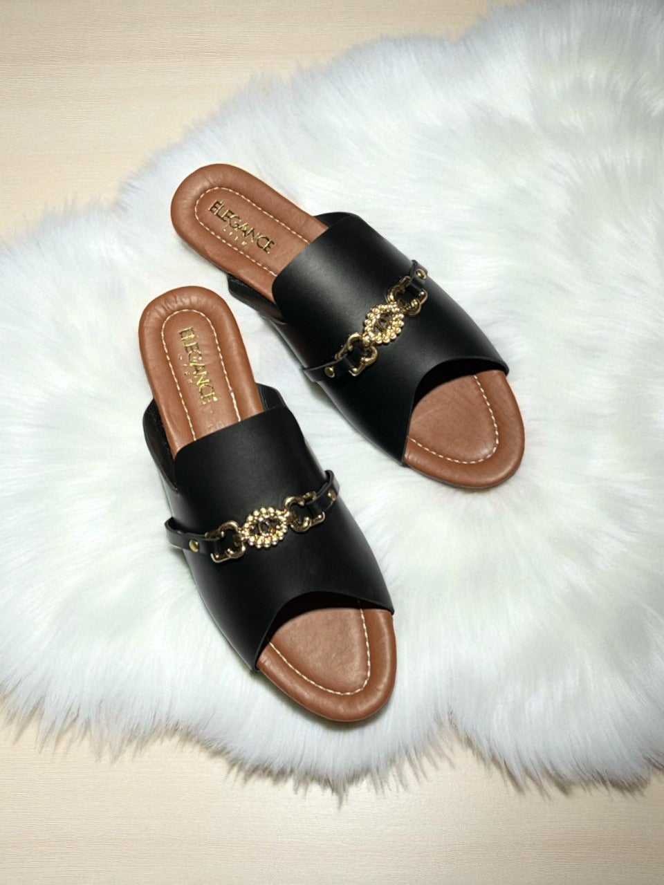 Caramel Chain Mules