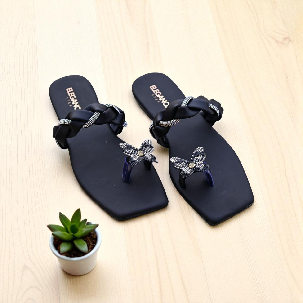 Elegance Crystal Butterfly Flats